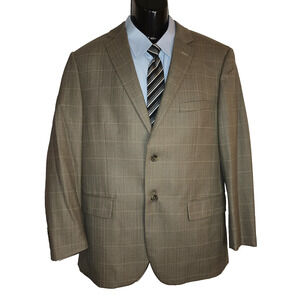 OSEPH & FEISS Gold Men's Tan Plaid 100% Wool Suit Jacket 43R M007